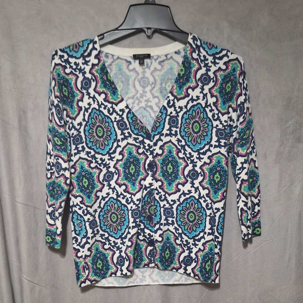 Talbots Blue and Green Patterned Blouse